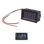 Digital Voltmeter with blue LEDs, 3.5 - 30 V, black case, 3-digit and 2-wire